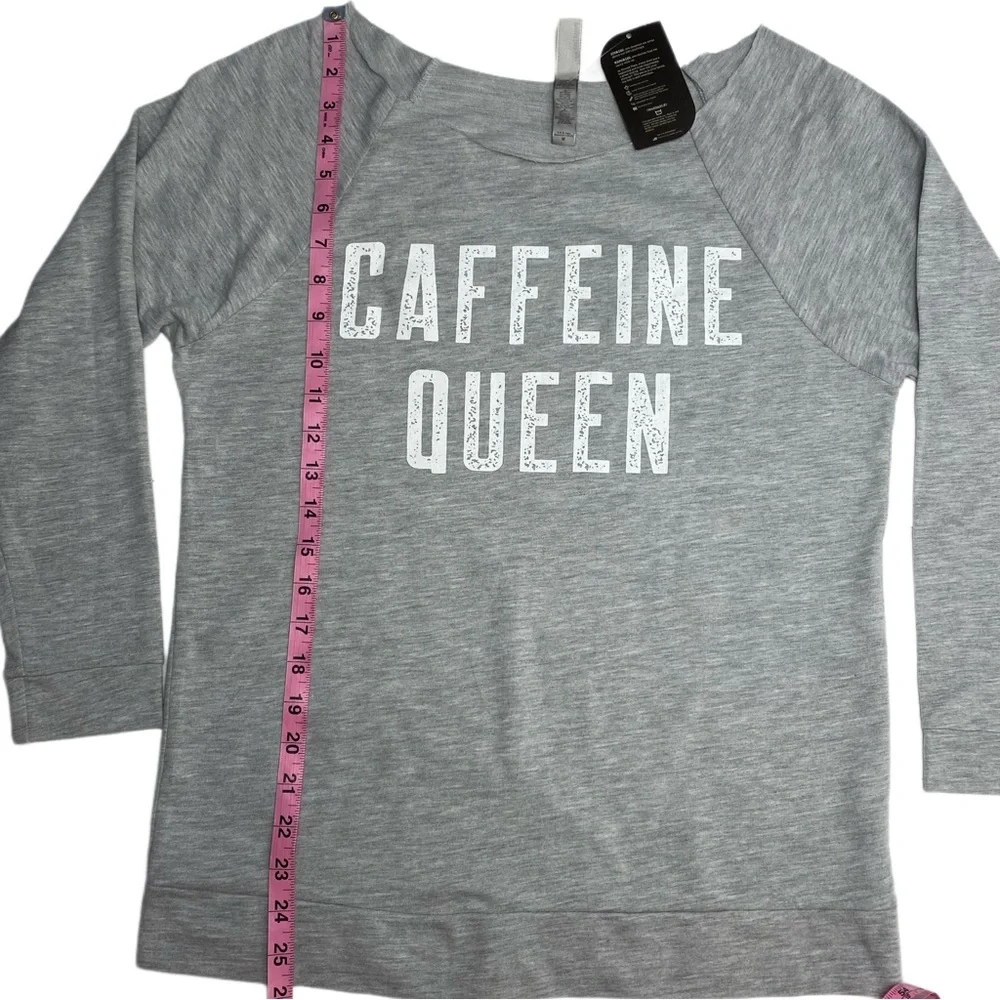 NWT Thread Tank Designs Gray Graphic Long Sleeve Sweatshirt Caffeine Queen print - Picture 8 of 8